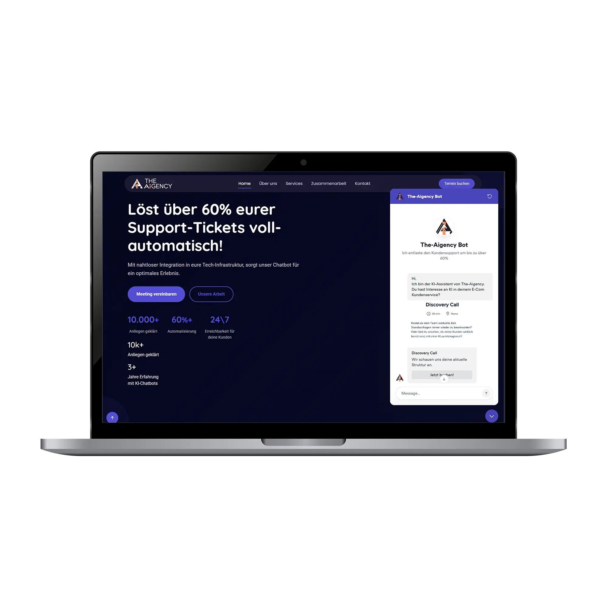 Laptop mit Chatbot Demo